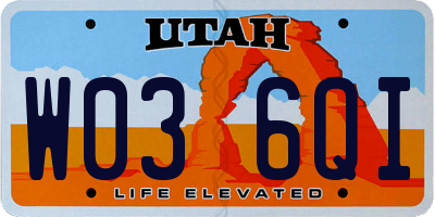 UT license plate W036QI