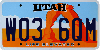 UT license plate W036QM
