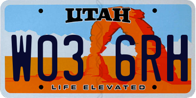 UT license plate W036RH