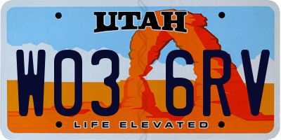 UT license plate W036RV