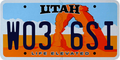 UT license plate W036SI