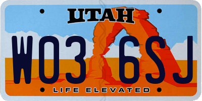 UT license plate W036SJ