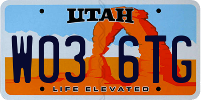 UT license plate W036TG