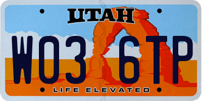 UT license plate W036TP