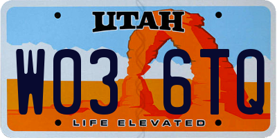 UT license plate W036TQ