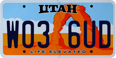 UT license plate W036UD