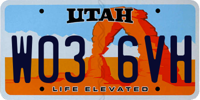 UT license plate W036VH