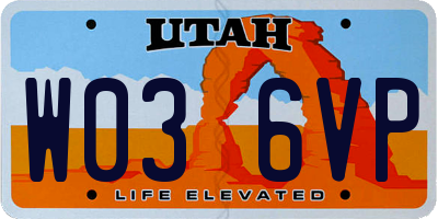 UT license plate W036VP