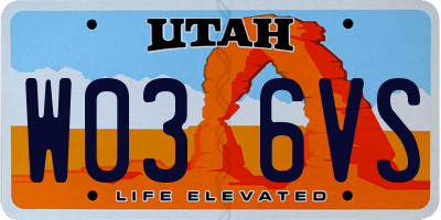 UT license plate W036VS