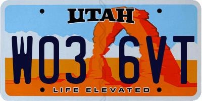 UT license plate W036VT