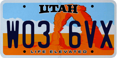 UT license plate W036VX