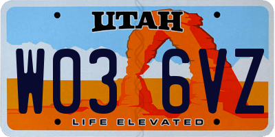 UT license plate W036VZ