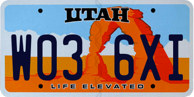 UT license plate W036XI