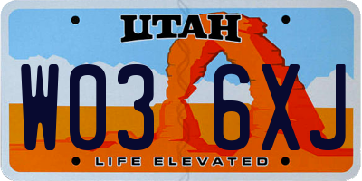 UT license plate W036XJ