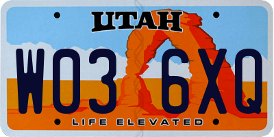 UT license plate W036XQ