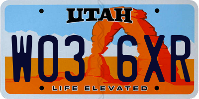UT license plate W036XR