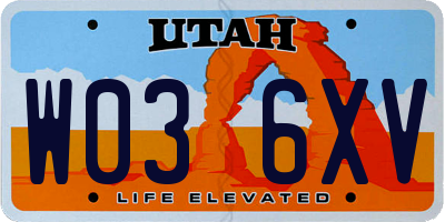 UT license plate W036XV