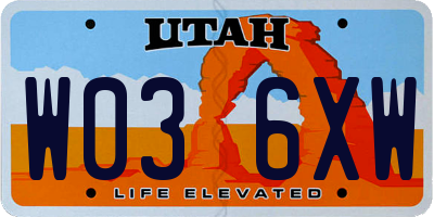UT license plate W036XW