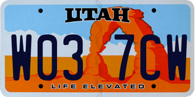 UT license plate W037CW