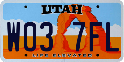 UT license plate W037FL