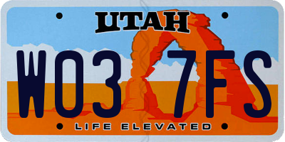 UT license plate W037FS