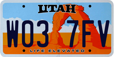 UT license plate W037FV