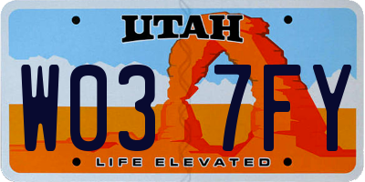 UT license plate W037FY