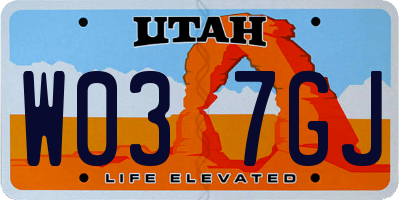 UT license plate W037GJ