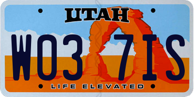 UT license plate W037IS