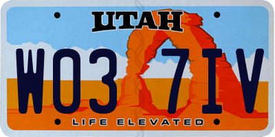 UT license plate W037IV