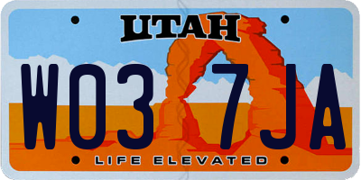 UT license plate W037JA