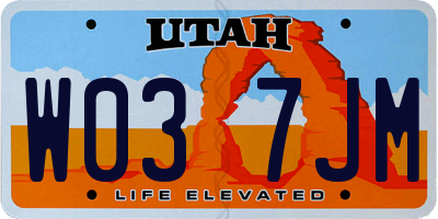 UT license plate W037JM