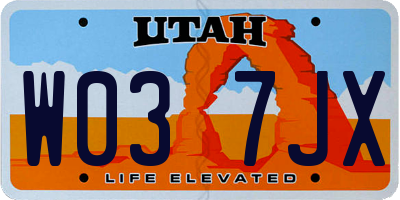 UT license plate W037JX