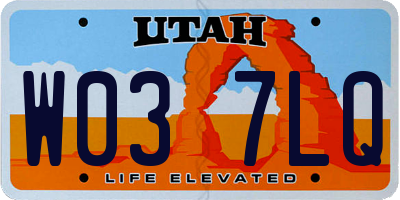 UT license plate W037LQ