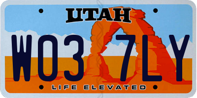 UT license plate W037LY
