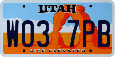 UT license plate W037PB