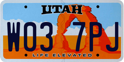 UT license plate W037PJ