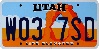 UT license plate W037SD