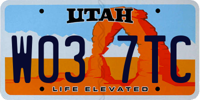 UT license plate W037TC