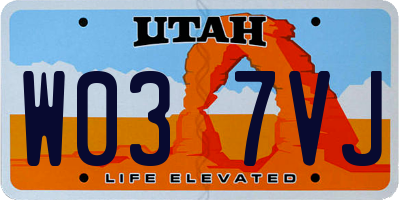 UT license plate W037VJ