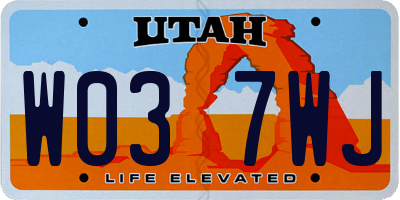 UT license plate W037WJ