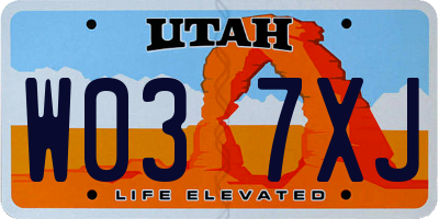 UT license plate W037XJ