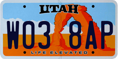 UT license plate W038AP