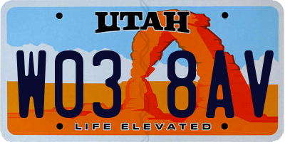 UT license plate W038AV