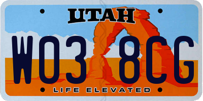 UT license plate W038CG