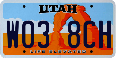 UT license plate W038CH