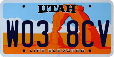UT license plate W038CV