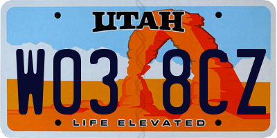 UT license plate W038CZ
