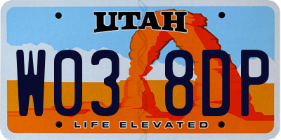 UT license plate W038DP