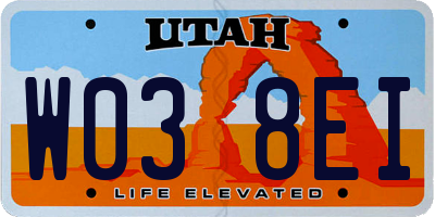 UT license plate W038EI
